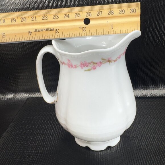 Antique Victoria Austria Fine Porcelain Small Pitcher Creamer Floral Pattern VTG - Picture 2 of 11